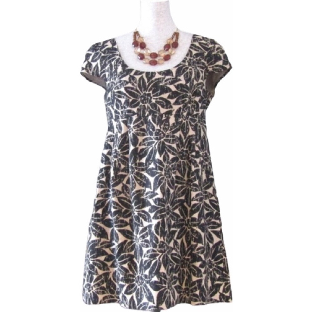 NEW Michael Kors 100% Linen Canvas Empire Waist Babydoll Cap Sleeves Mini Dress